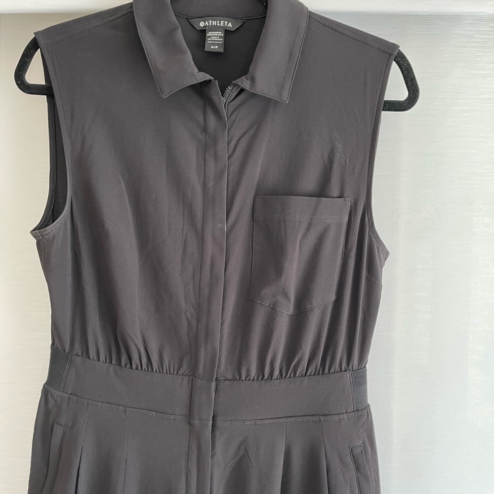 Athleta 6/Petite Women's Black  Sleeveless Brooklyn Wide Leg  Jumpsuit